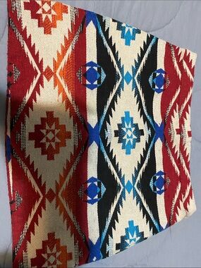 Topshop Red Blue Black Cream Southwestern Geometric Pillow Cover